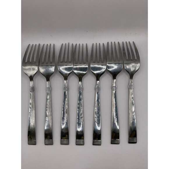 Set Of 7 International Silver Palisades Frost Stainless Steel salad Forks 18/10 - Picture 3 of 4